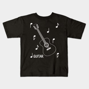 Musical Notes Acoustic Guitar Kids T-Shirt